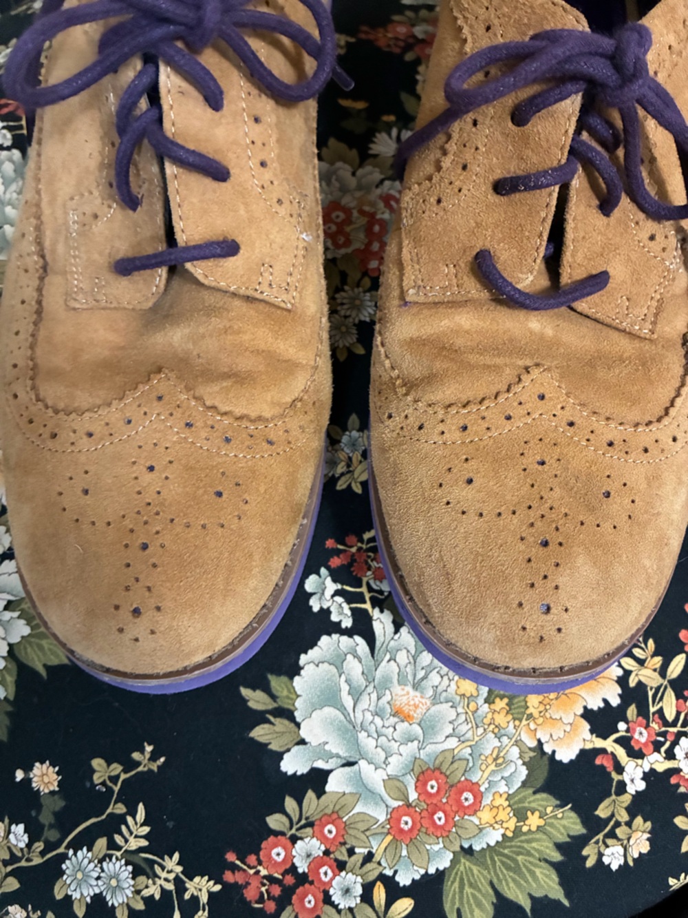 Vintage Ralph Lauren Imogen Suede Wingtip Oxfords - Picture 3 of 10
